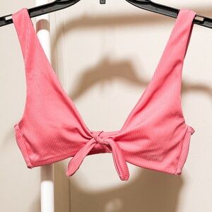 No Boundaries Pink Ribbed Front Tie Bikini Top size Small (3-5)